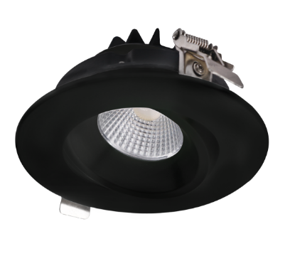Picture of 4'' Recessed Gimbal Downlight, 12 watts, 984 lms, CRI 90+, Pre-select 5 CCT, Triac Dimming, 120V, Black, Round, Wet Location