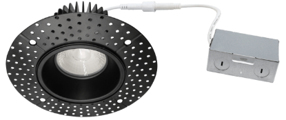 Picture of 4'' LED Trimless Recessed Downlight, 15 watts, Triac Dimming, 1230 lms, 5 CCT Switchable, 120V, Wet Location, Round, Black